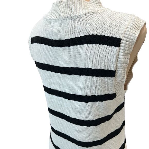 Sanctuary Life Is Easy Sweater Dress Cream Black Striped Cotton Knit Medium NWT - Picture 12 of 16